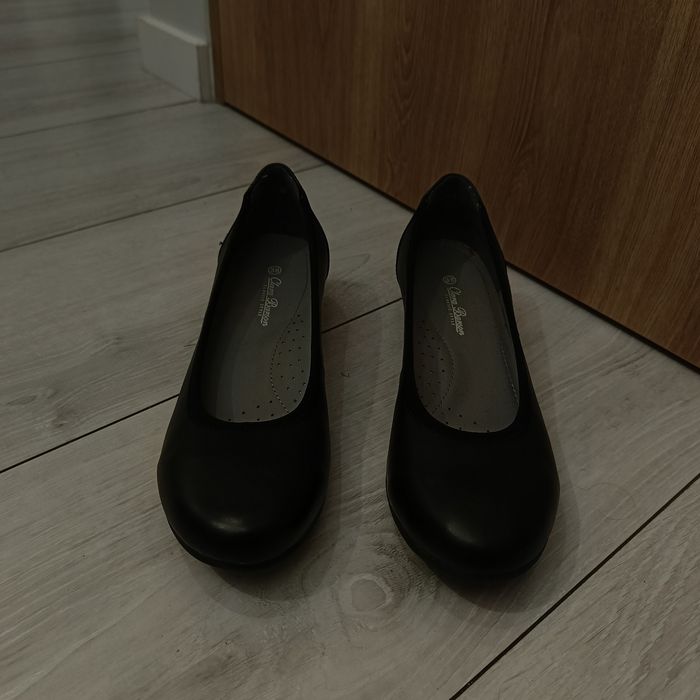 Botki czarne 38 czółenka na koturnie