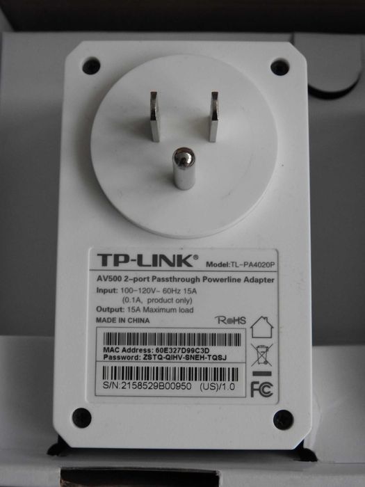 Powerline адаптер TP-LINK N300 WI-FI 2 шт 500 Мбит/с из США в коробке