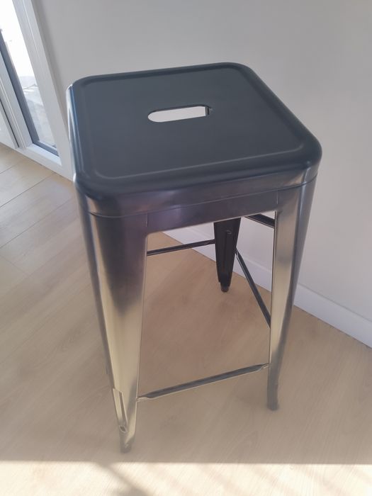 2 banco alto preto metal