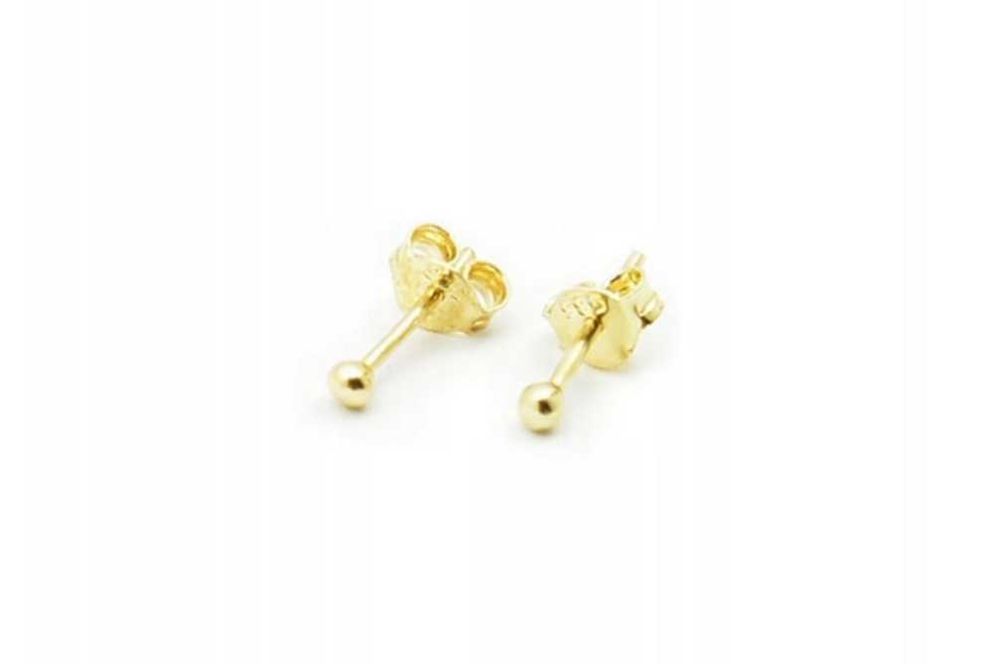 Eleganckie złote kolczyki KULKI 3 mm GŁADKIE ZŁOTO_ PR.585