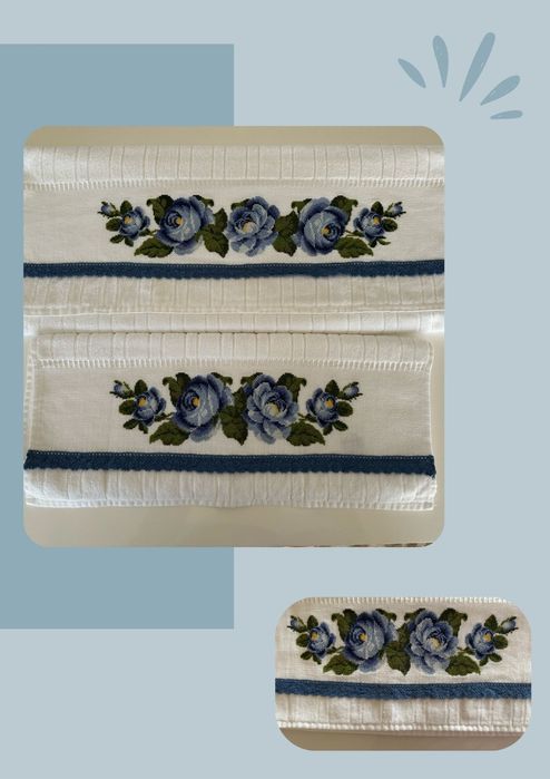 Toalhas bordadas em Ponto Cruz