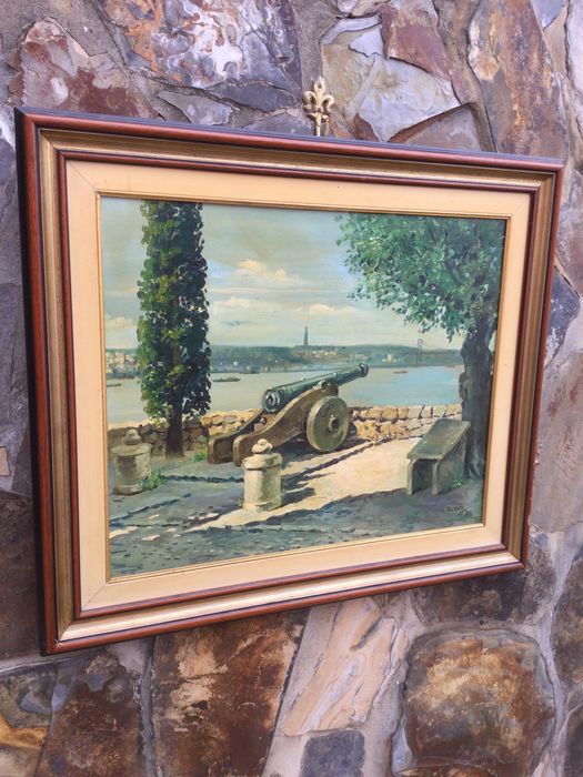 Pintura a óleo Original António Barata Assinado Castelo São Jorge LX