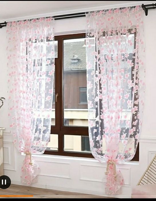 Firany zasłony w kwiaty