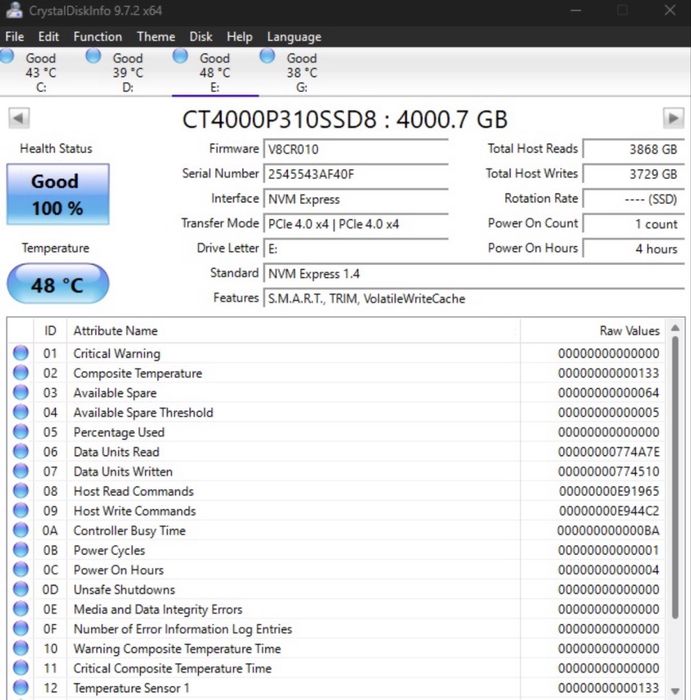SSD nvme gen 4 crucial P310 4tb