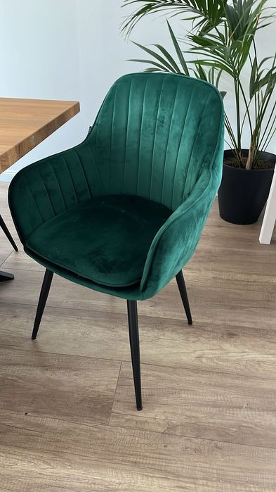 Krzesła do jadalni, butelkowa zieleń, fotele do jadalni