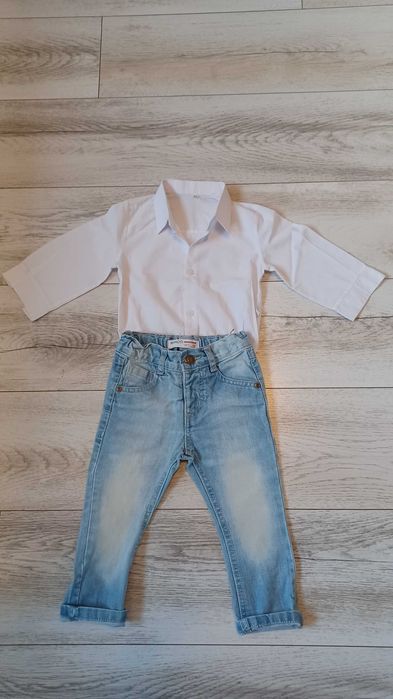 Elegancki Zestaw jeansy i koszulobody r. 80 cm , 5-10-15