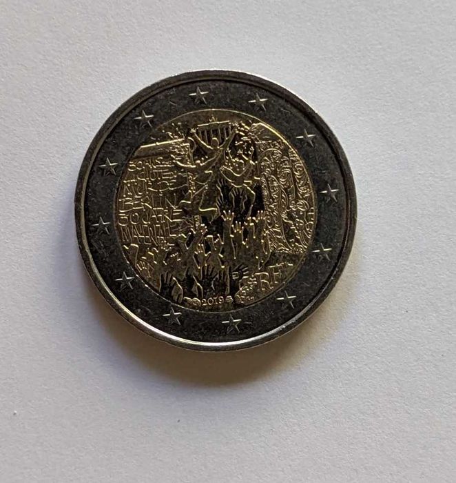Moeda 2€ - França - 2019 - Queda do Muro de Berlim