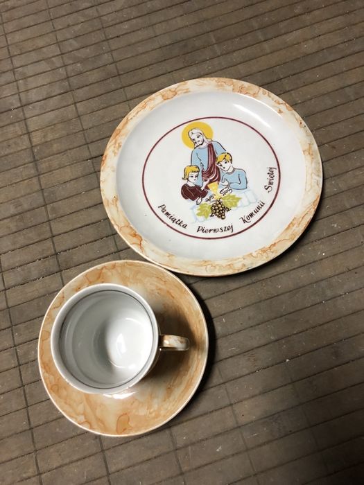 Zestaw deserowy komunijny antyk PRL