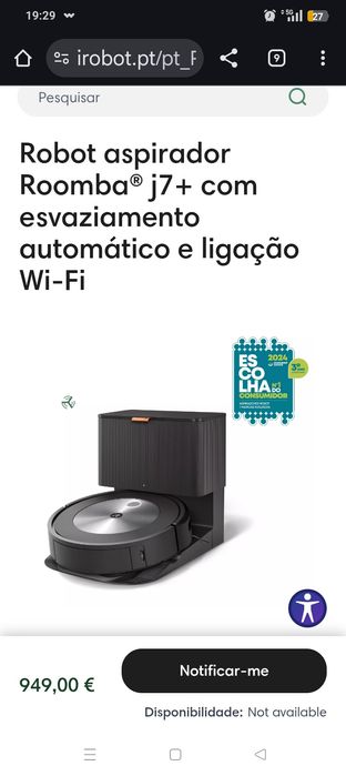Robot aspirador Roomba® j7+ com esvaziamento automático e ligação Wi-F