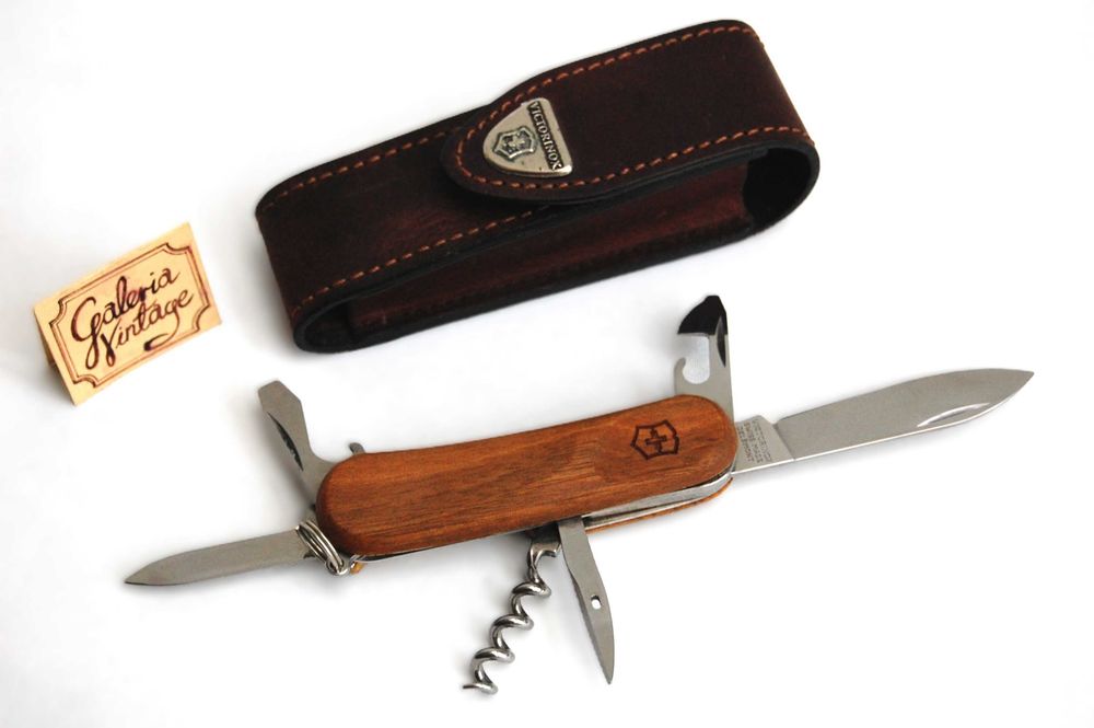 Victorinox Evowood nowy szwajcarski scyzoryk drewniany skórzane etui