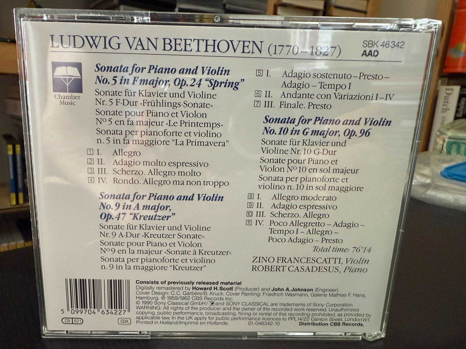Beethoven – Violin Sonatas 5, 9 & 10 – Zino Francescatti, R. Casadesus