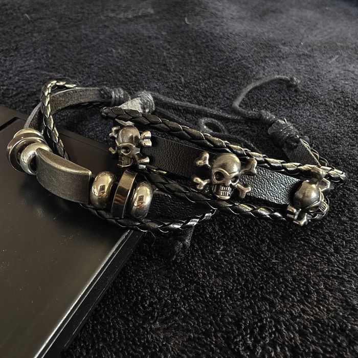 Punk skull bransoletki z rzemienia