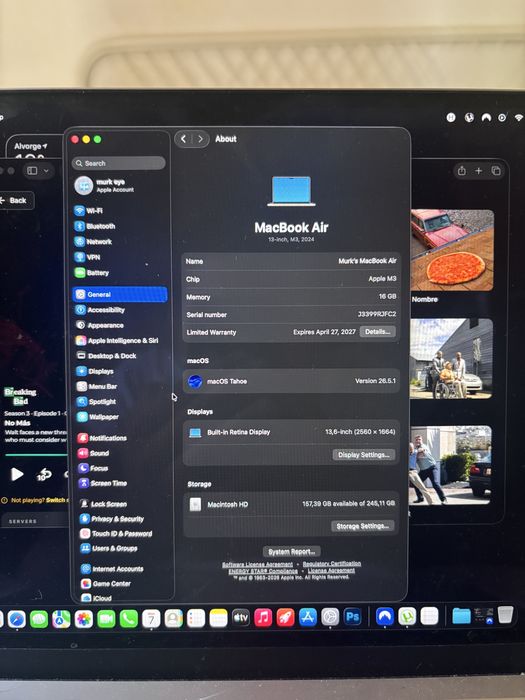Macbook m3 2024 16gb 256gb