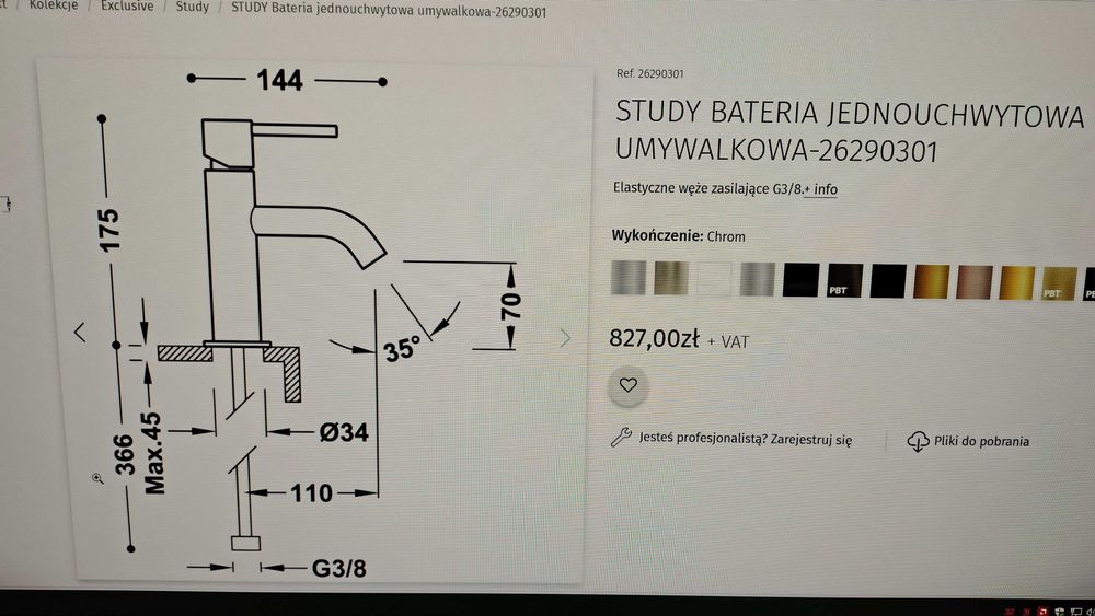 TRES STUDY Bateria jednouchwytowa umywalkowa