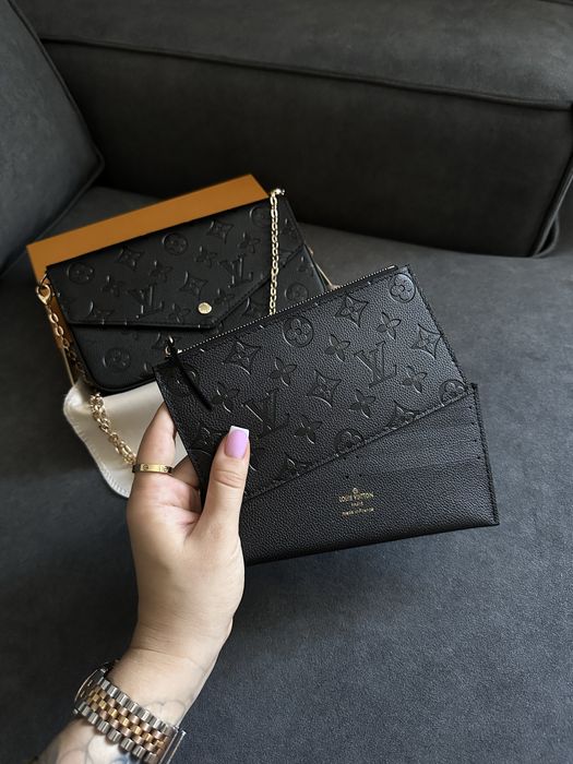 Сумка клатч шкіряна в стилі Louis Vuitton Pochette Felicie, луі вітон