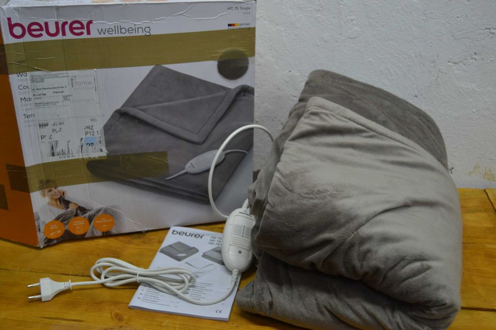 Електроковдра Beurer HD 75 Taupe 130×180 см з підігрівом, регулювання температури, автовимкнення, можна прати, электрическое одеяло с подогревом