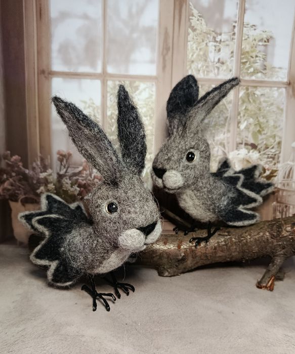 Зайчик-горобчик брелок валяний ручна робота