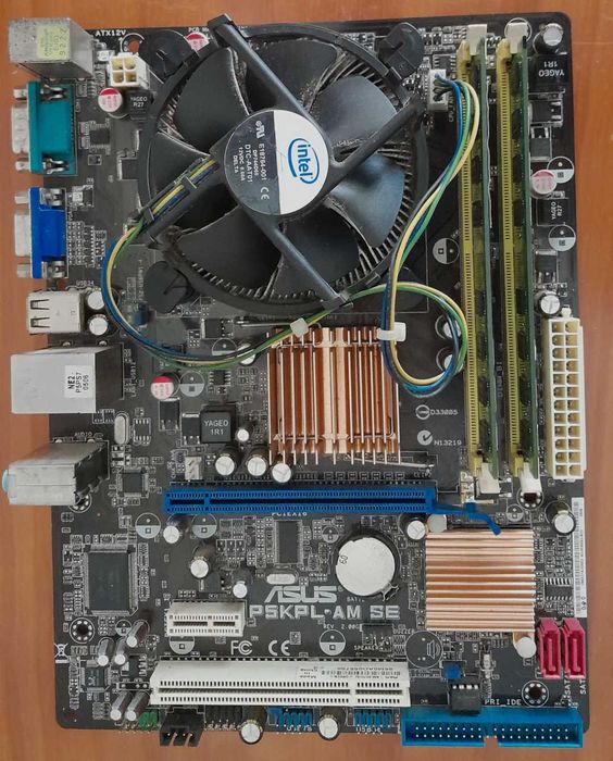 Conjunto Motherboard Asus P5KPL-AM Se + Cpu Intel Dual-Core e5400 + 4GB RAM  (c/ cabos, manuais e espelho)