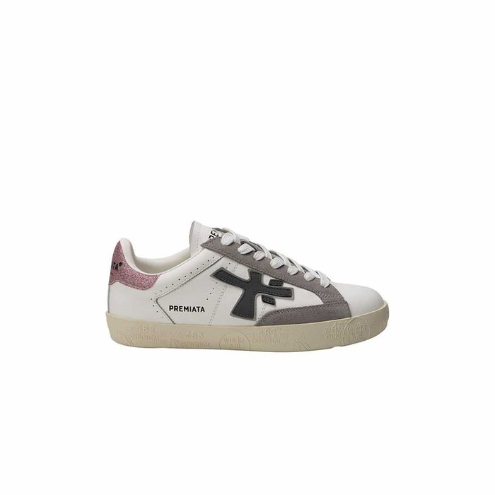 Кросівки Premiata Stevend Sneakers White/Grey with Pink Tail