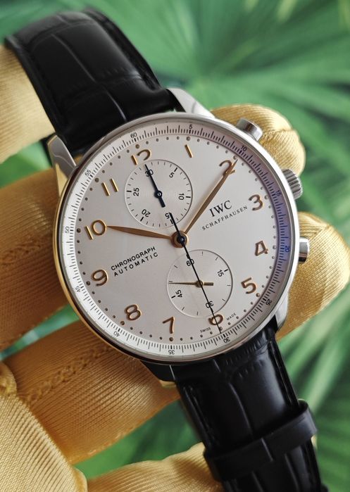 IWC Portugieser Chronograph Automatic 41 mm zegarek biały garniturowiec na pasku do garnituru IW371445 portofino IW371447 czarny 40 42 do ślubu omega