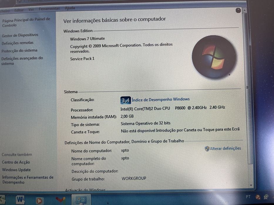 Lenovo t400 com carregador a funcionar