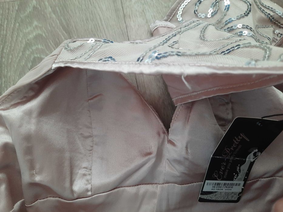 Вечернее пудровое платье подружки невесты бежевое пудра М Ever Pretty