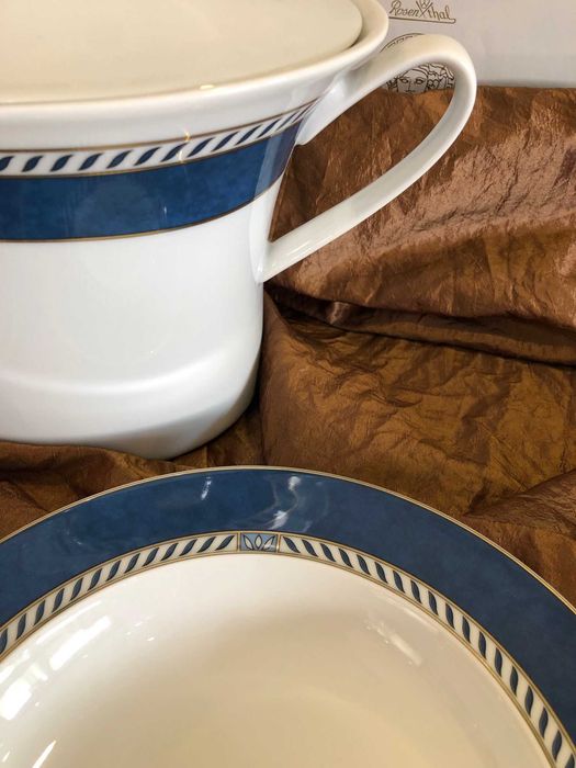 conjunto de 3 peças em porcelana premium da rosenthal coleção "idillio rêve bleu"