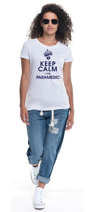 Koszulka damska KEEP CALM I AM PARAMEDIC biała (L)