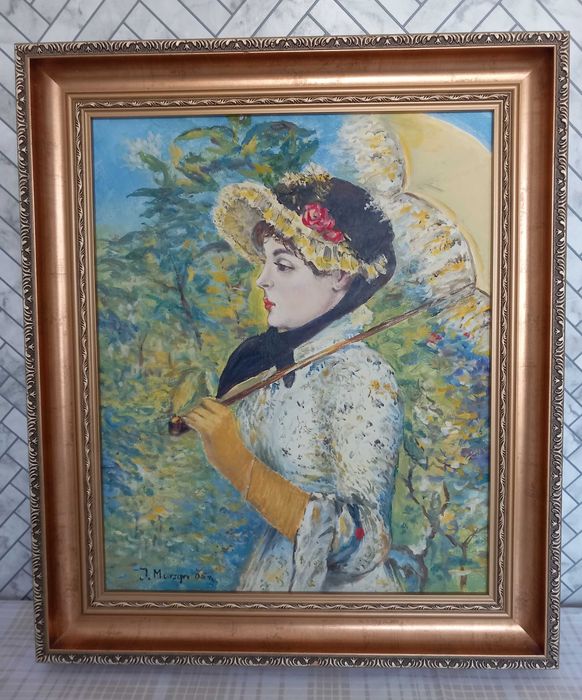 obraz na płótnie olejny wg Claude Monet Wiosna złota rama