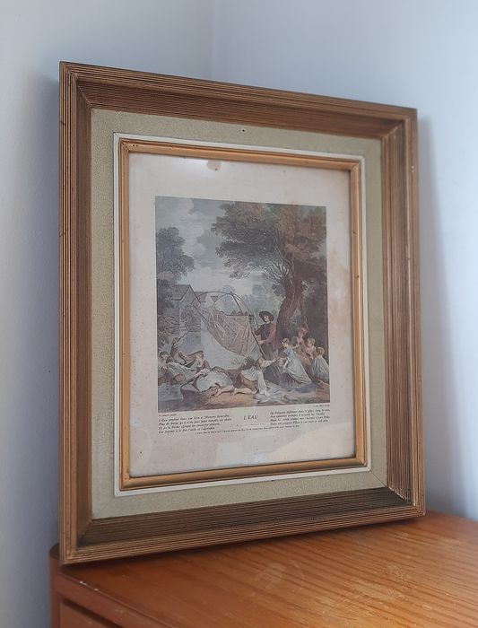 2 Quadros Vintage - Gravuras Francesas de Nicolas Lancret ("L'Air" e "L'Eau")