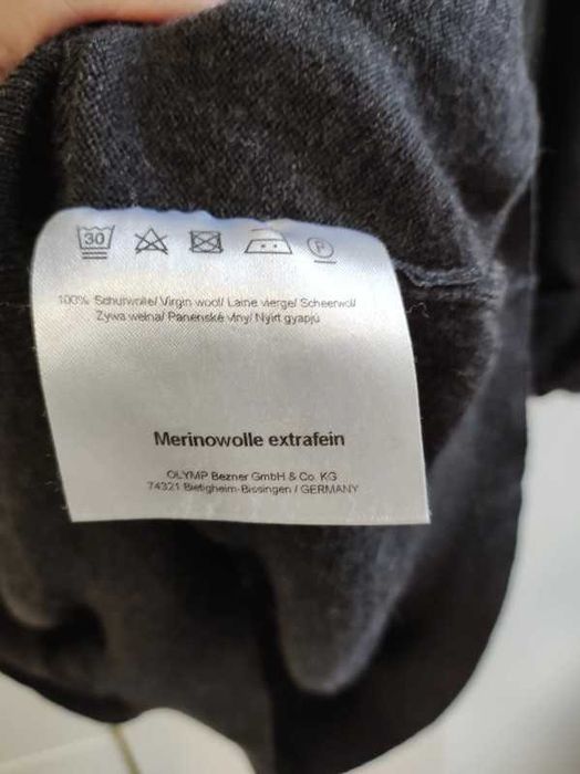 Wełniany merino wool extrafine sweter w serek Roz XL olymp
