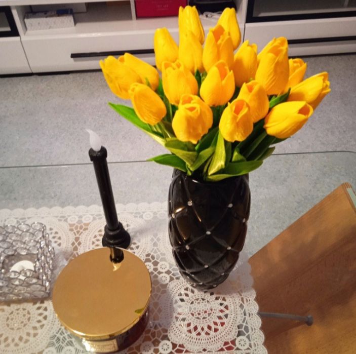 Tulipany żółte silikonowe, bukiet