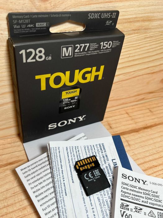 Sony TOUGH SDXC 128GB SD Card - SF-M128T - V60 - R:277MB/s W:150MB