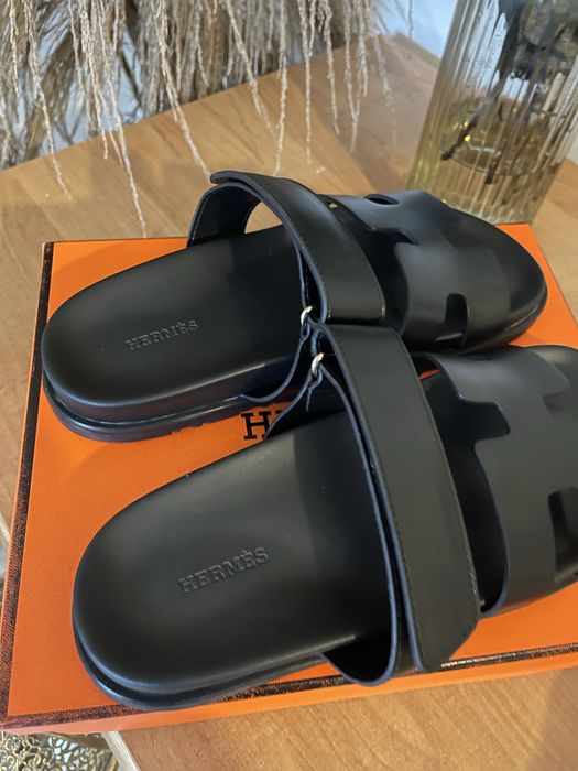 Czarne klapki damskie Chypre skóra naturalna 24 cm 37/38 buty na lato