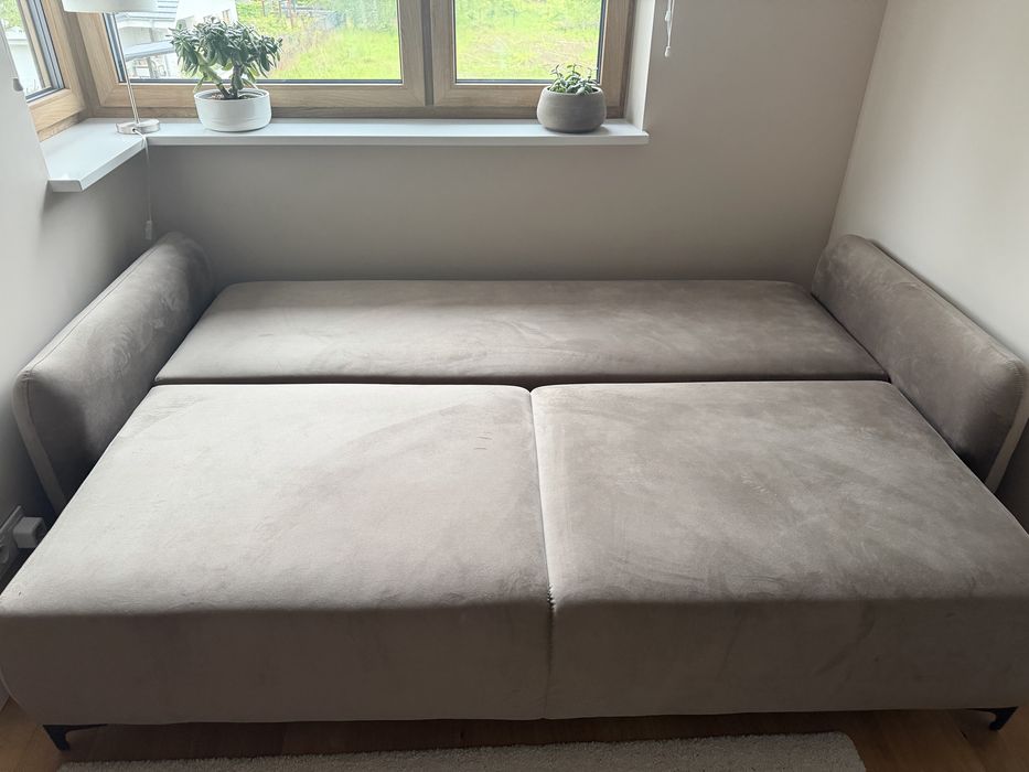 SOFA rozkladana BEŻ WELUR