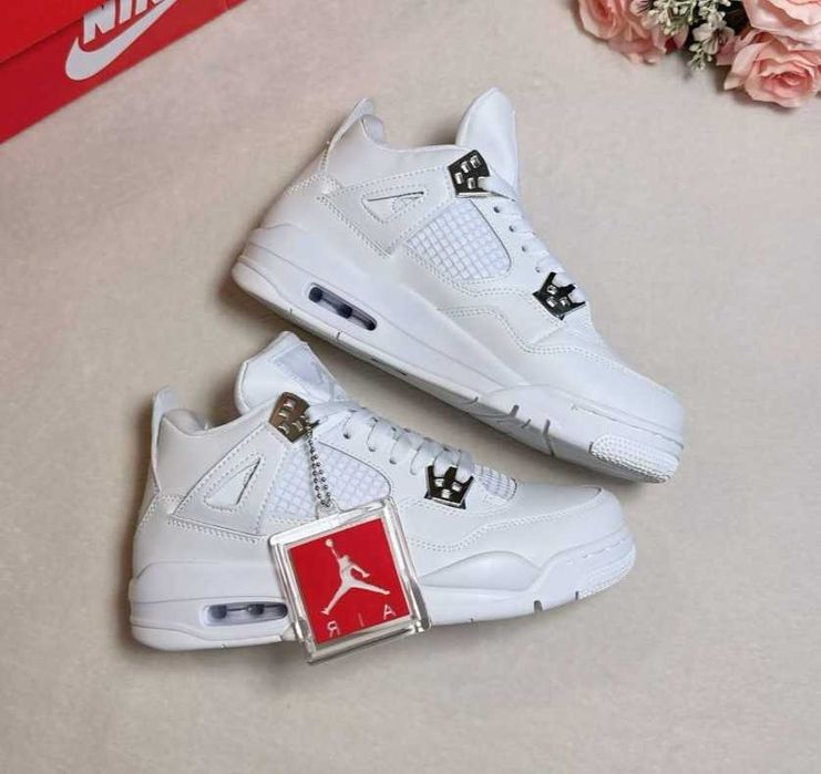 Кросівки Jordan 4 Retro Pure Money / Стильні білі кросівки джордан білі в коробці (36-41)