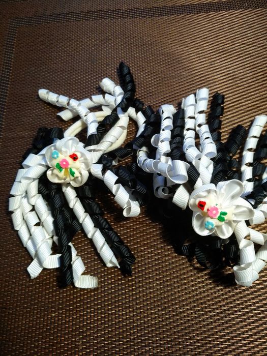 Резинки спиральки для волос из репсовых лент. Пара.