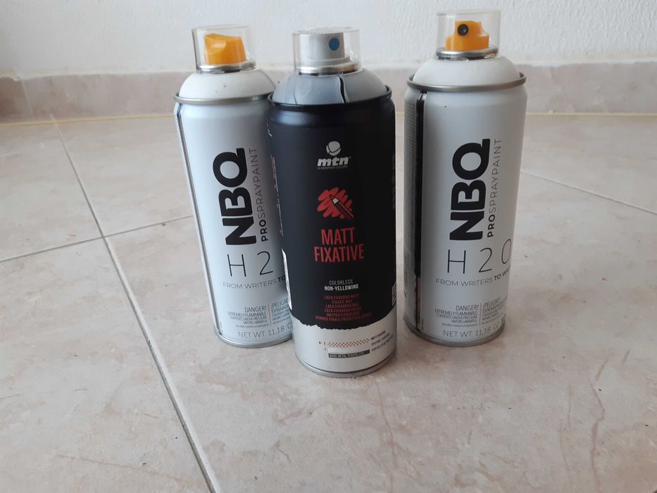 Latas de tinta para graffiti e fixativo mate