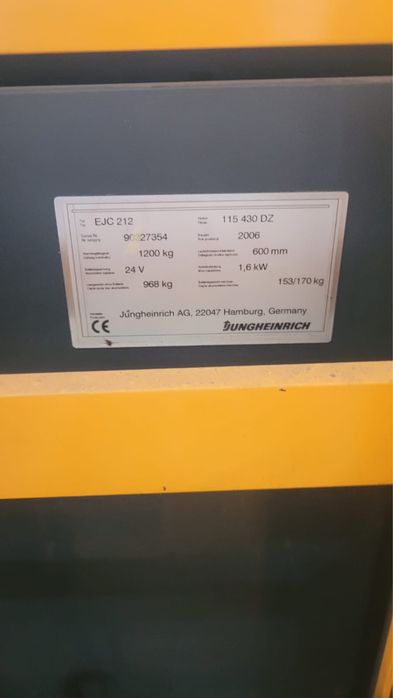Wózek elektryczny sztaplarka jungheinrich  ejc 212