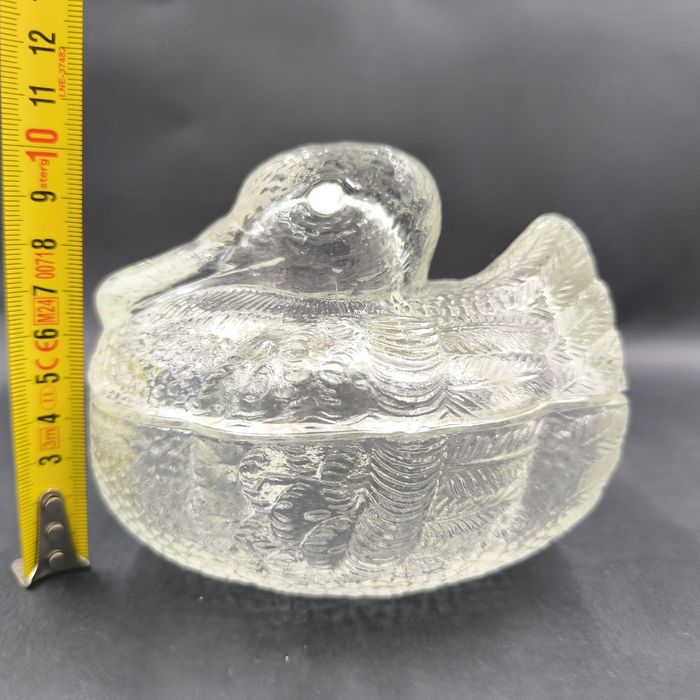 Ząbkowice Kaczka Łabędź Szklany Bomboniera Figurka Vintage Retro