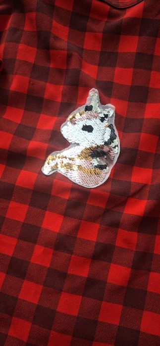 Koszula w kratę z jednorożcem