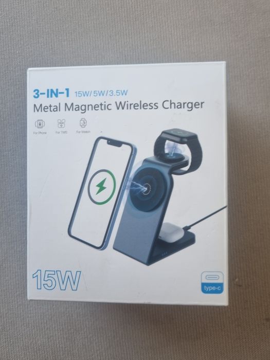 Ładowarka indukcyjna telefon zegarek słuchawki iphone samsung nowa