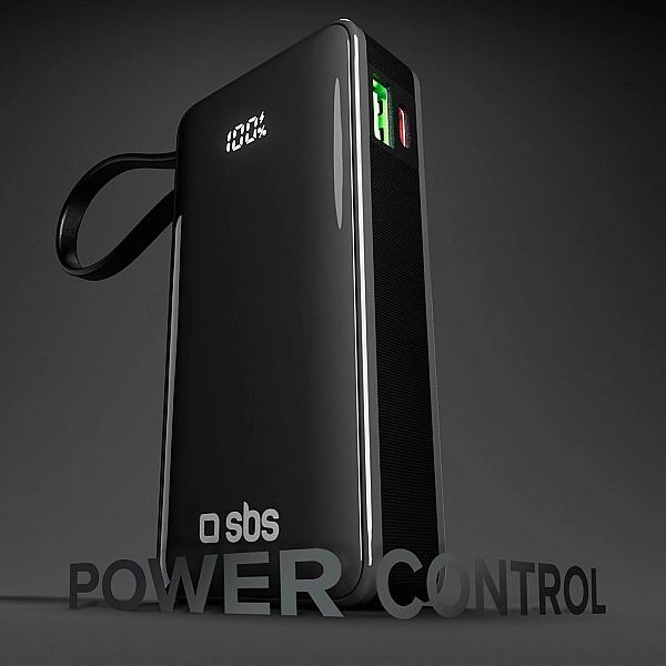 Powerbank SBS 10000 mAh 20W z wbudowanym kablem USB-C i wyświetlaczem
