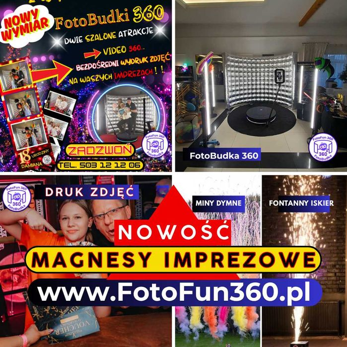 FotoBudka 360 # Druk Zdjęć # Magnesy imprezowe # Fontanny Iskier #