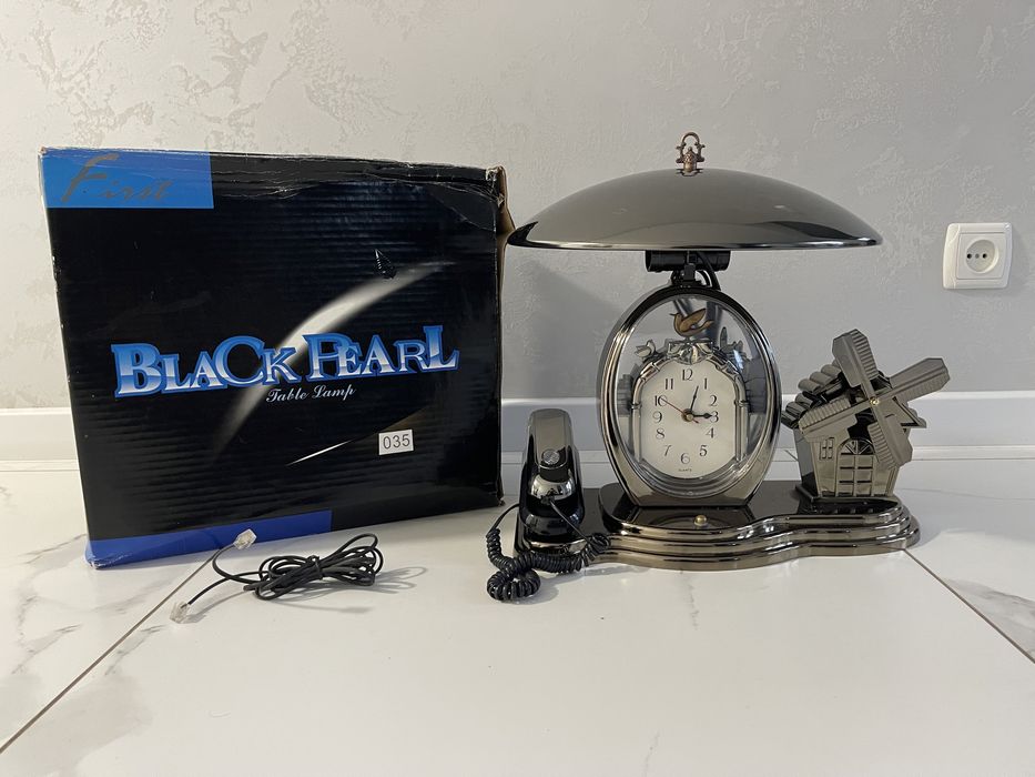 Світильник + годинник + телефон First Black Pearl