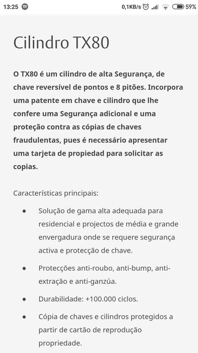 Tesa Assa Abloy TX80 Cilindro Canhão
Cilindro TX8