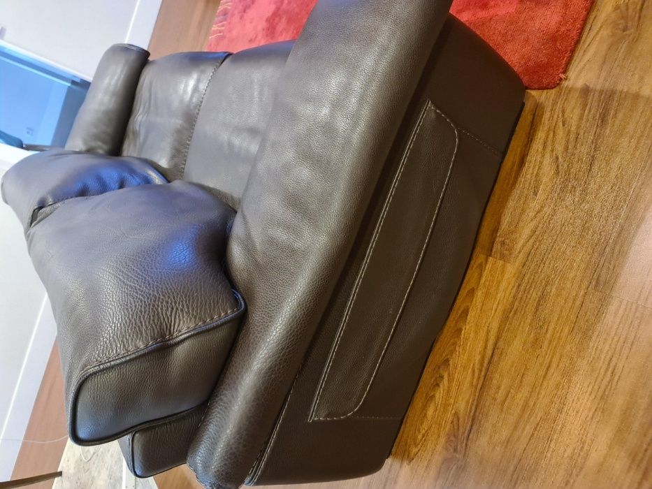 Sofá 3 lugares Roche Bobois em Pele Castanha Escura