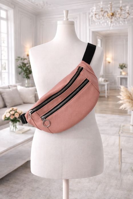 Sinsay saszetka nerka damska różowa 31x16 cm dwie kieszenie