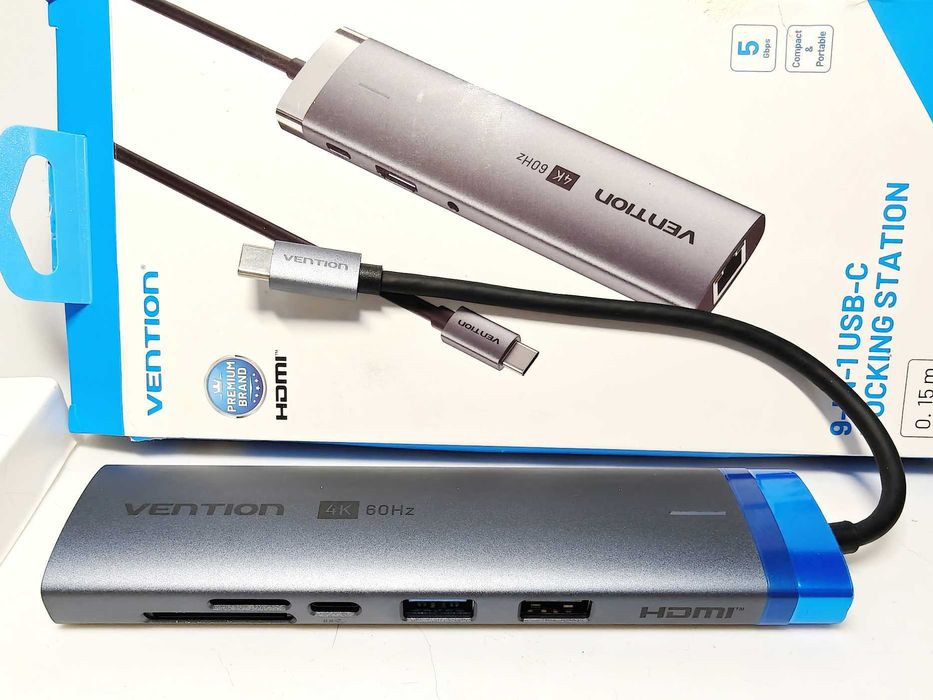 Док-станция Vention 9-в-1 USB-C Hub 4K 60Hz PD 100W RJ45   Оригинал