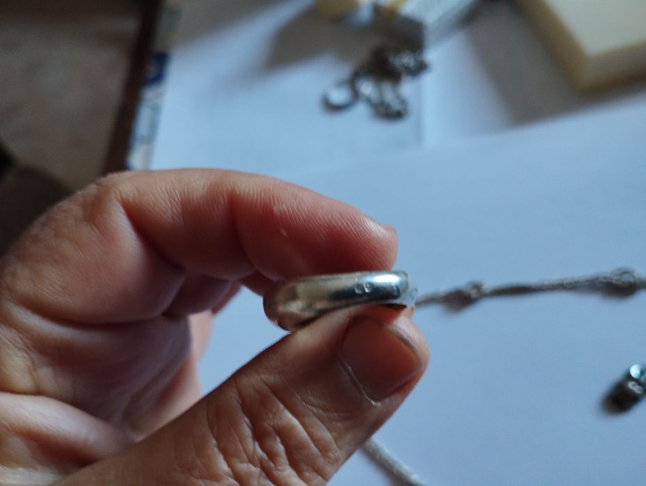 Conjunto em prata de colar com 2 voltas, anel e brincos